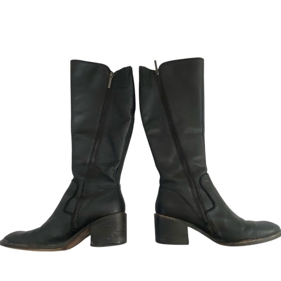 DONALD PLINER Classic Black Riding Full Length Pebble Leather Boots  SZ 7.5 - Picture 2 of 16